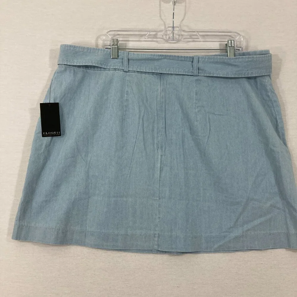 New Eloquii Light Blue Cargo Belted Back‎ Zip Mini Skirt size 16 Festival